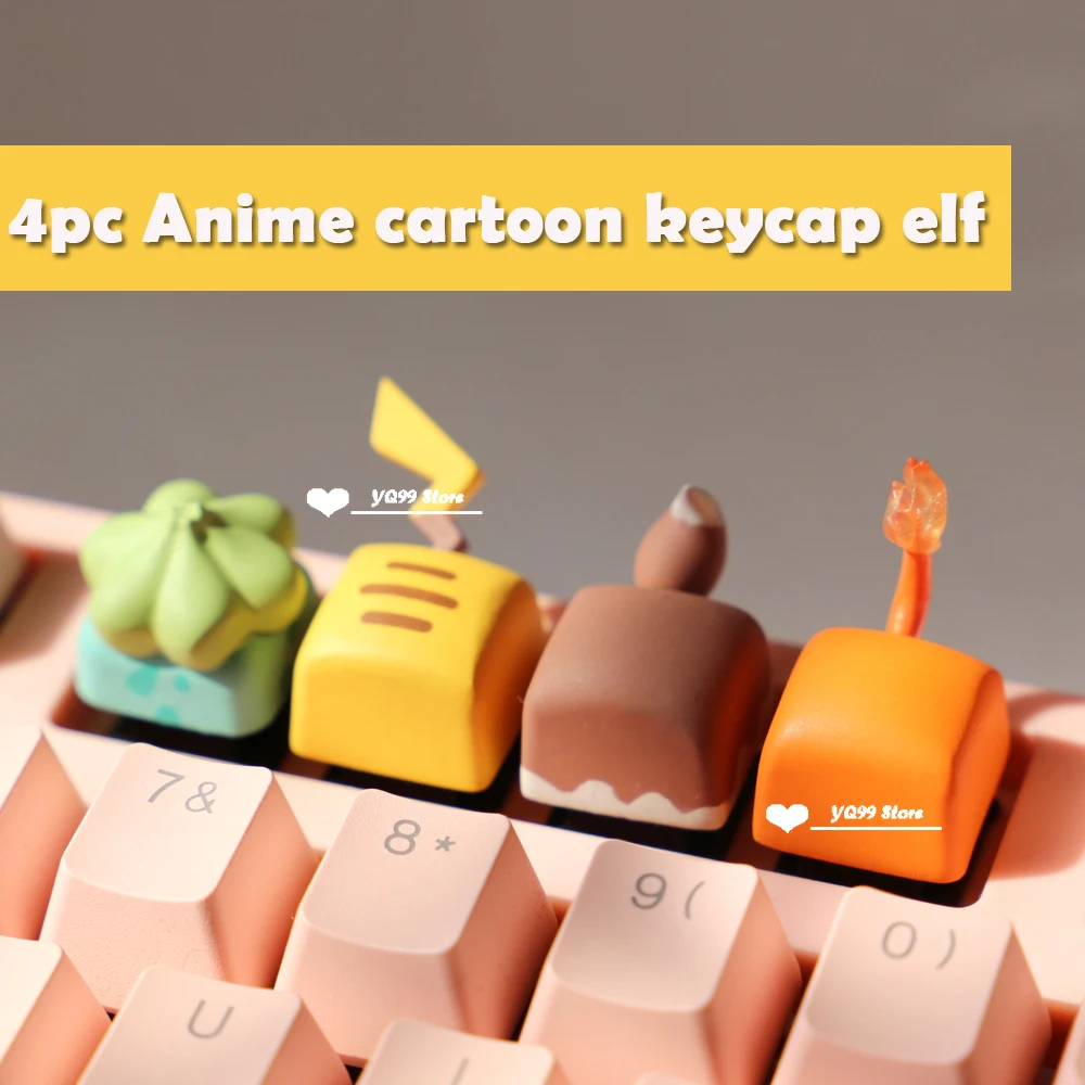 

4pc Anime cartoon keycap elf pink cute three-dimensional Resin personality customized ESC mechanical keyboard dedicated