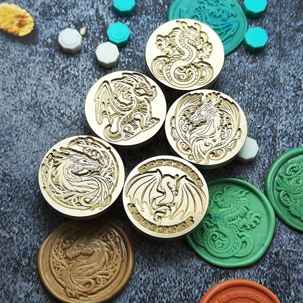 

Dragon Series Seal Stamp Fire Lacquer Wax Sealing Tool Brass Round Fire Lacquer Seal Stamp Head Seal Stamp Accessories