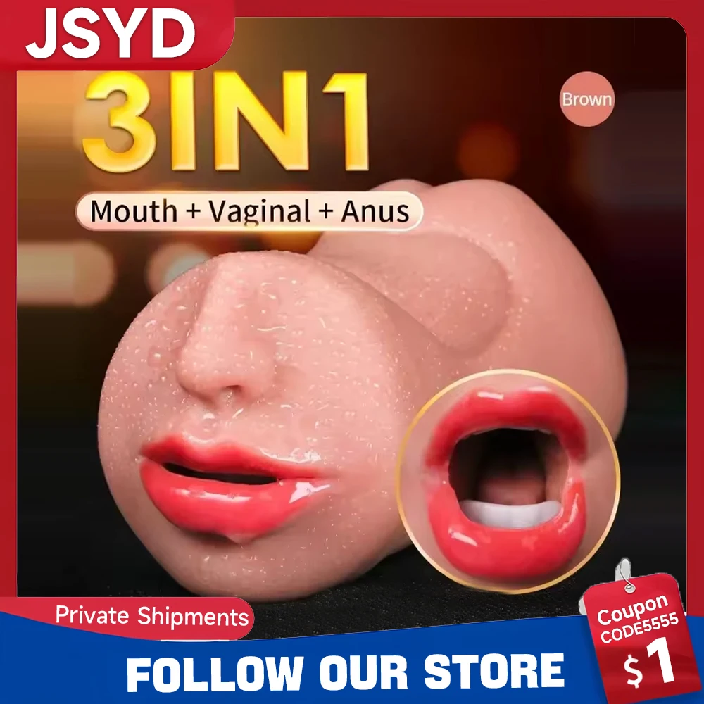 3 IN 1 Künstliche Vagina Männlicher Masturbator Tasse Realistische Echte Oral Anal Klitoris Silikon Masturbation Blowjob Sex Spielzeug für Männer 1