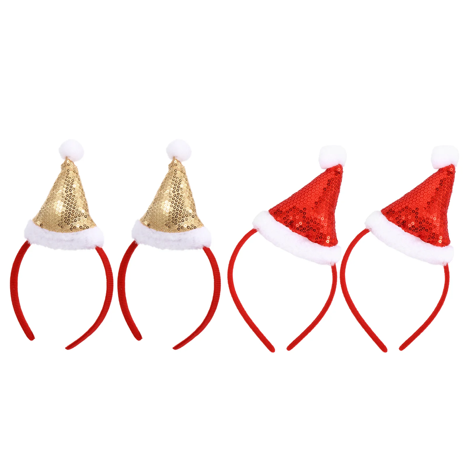 

4 Pcs Christmas Hat Headband Headwear Hair Hoop Sequins Headdress Girls Accessories Xmas Hairband Ties for Headbands Party