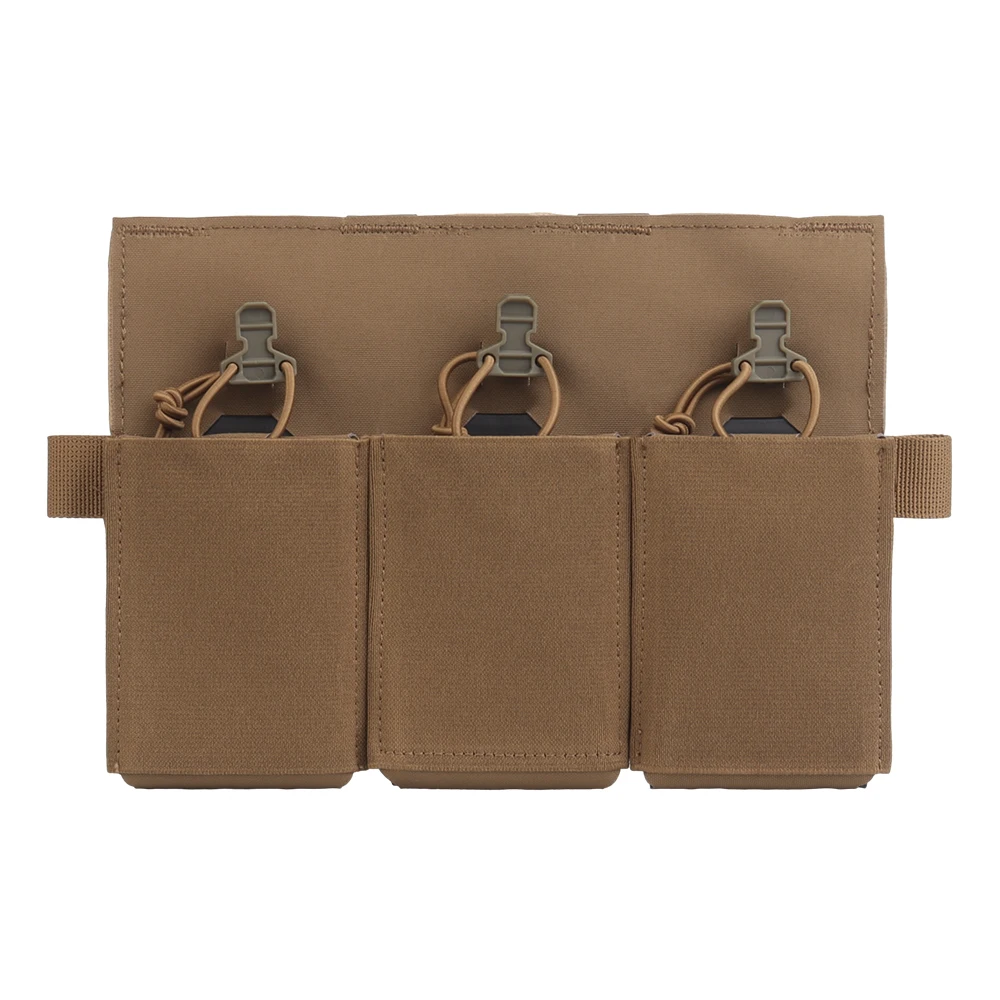Pochette Tactique Triple élastique Pour Chargeurs 5.56 / 7.62 Mm - Clip Et Boucle, Lot De 1