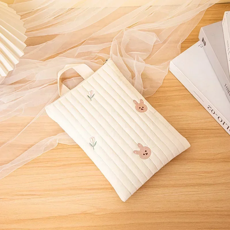Adorable Embroidered Bear Cotton Diaper Bag