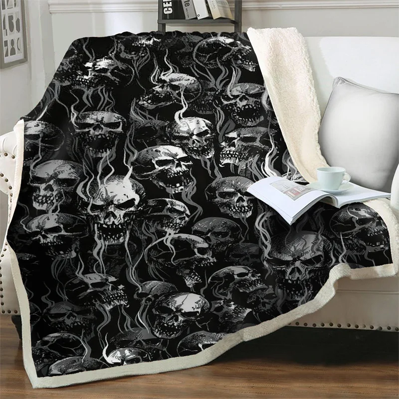 

Vintage Skull 3D Full Printed Throw Blanket Halloween Gifts for Boys Girl Soft Warm Blankets for Beds Couch Sofa Quilt Nap Cover