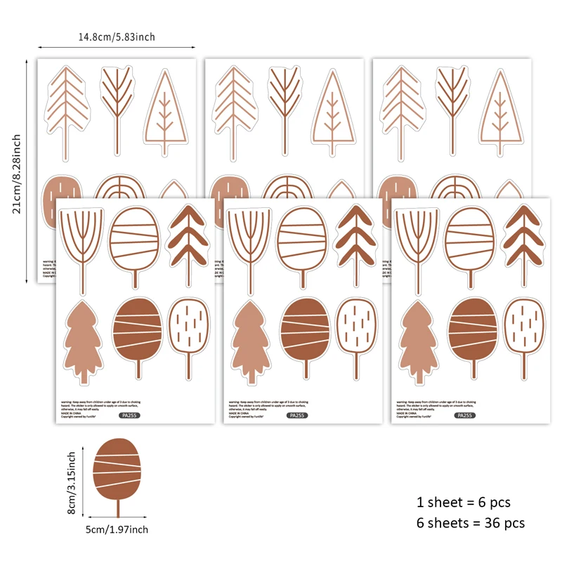 Wall Stickers Boho Cartoon Woodland Trees Wall Stickers for Children's Room Baby Girl Boys Room Decoration Wallpaper Nordic Nursery Decals