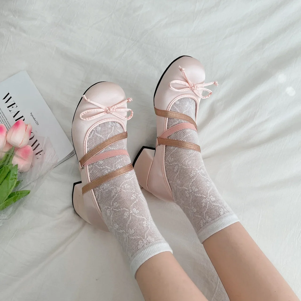 Women Pumps Bowknot Mary Jane Shoes 2024 Autumn New Lolita Dress Round Toe Shoes Designer Shallow Sandals Female Elegant Zapatos 4
