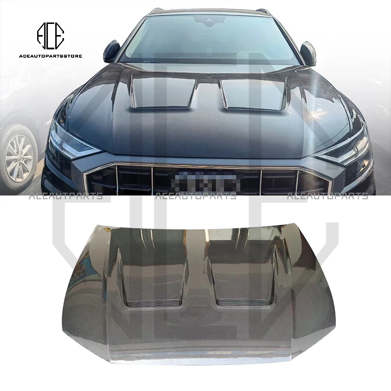 

Подходит для Audi Q8 модифицированный капот из сухого углеродного волокна с высококачественным перфорированным передним отсеком двигателя