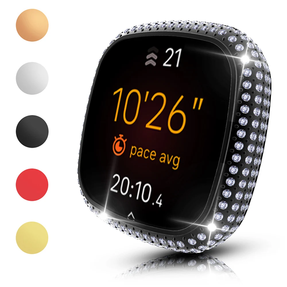 

Роскошный женский полностью Алмазный чехол для часов из поликарбоната для часов Fitbit Sense Versa 3 2