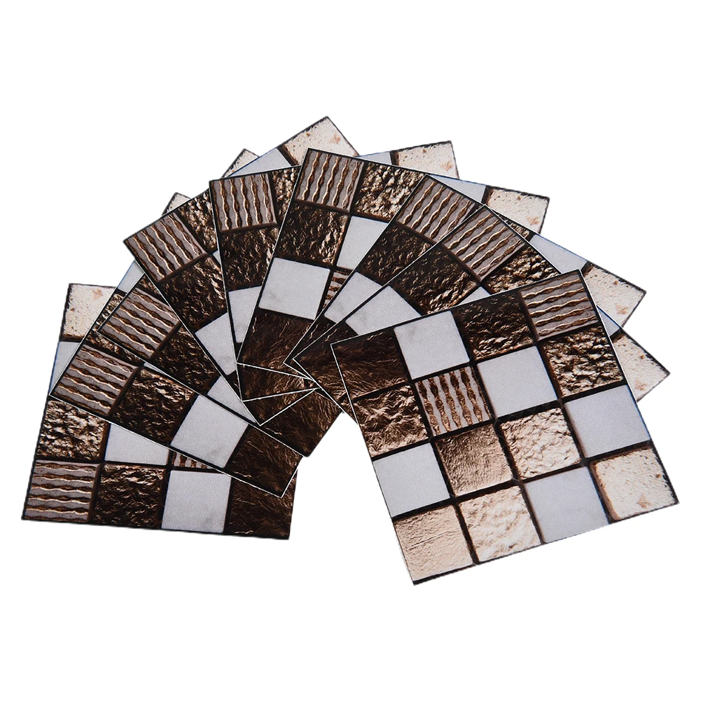 Description Picture 6 of item10Pcs 3D Mosaic Tile Stickers DIY Waterproof Self-Adhesive Wall Stickers Kitchen Bathroom Bedroom Home Decor Wall Decals