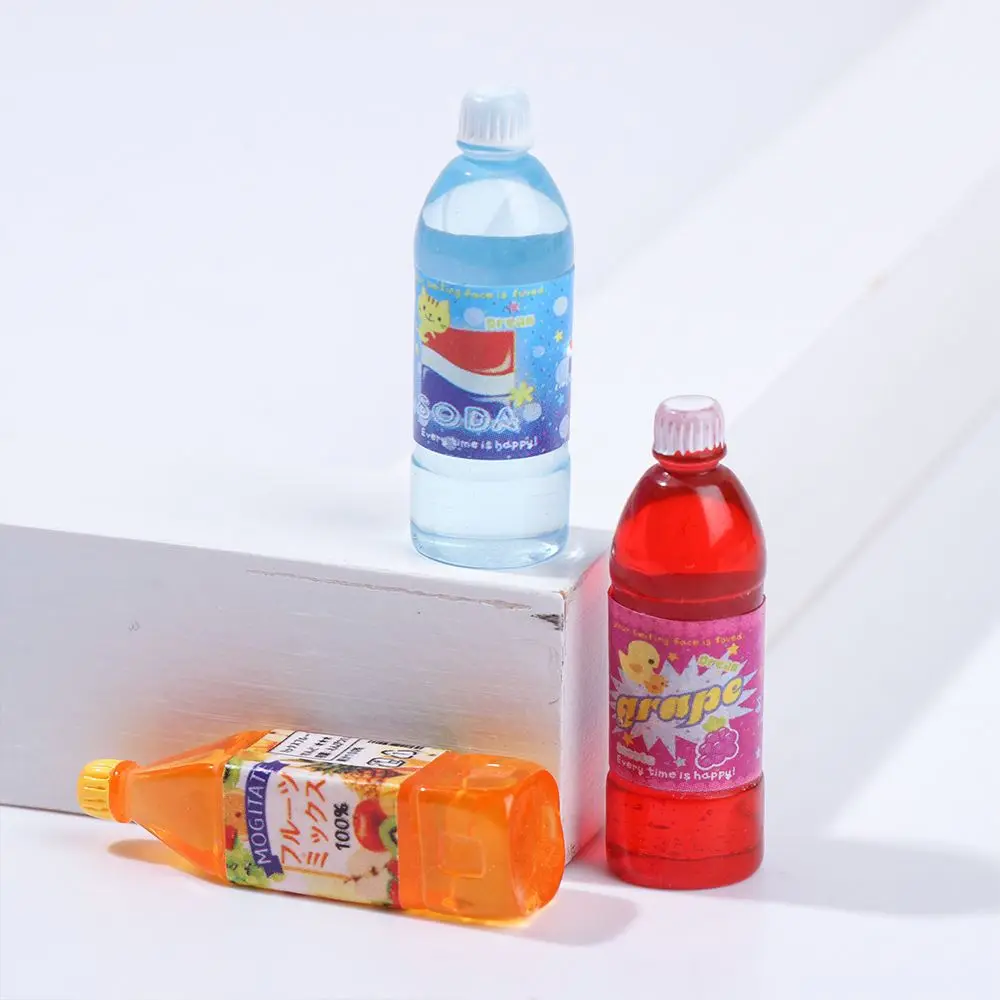 10 Styles Mini Drink Juice Bottles Dollhouse Miniatures Doll Food Kitchen Living Room Accessories ob11 Model Shooting Props