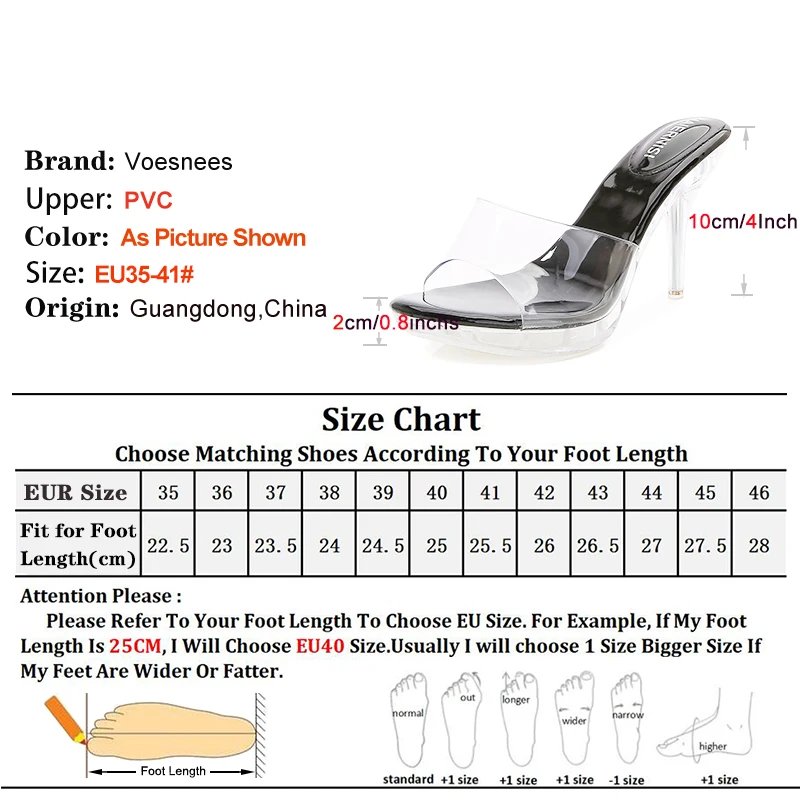 Transparent Sexy Women Slippers 10CM Clear Thin High Heels Mules Summer Everyday Outdoors Shoes For Ladies Platform PVC Sandals 4