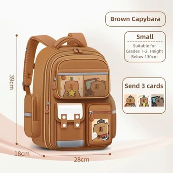 Waterproof Capybara Backpack with Card Badge Doll Alleviate Burden School Bag Widen Straps Protecting Spine Backpack 1