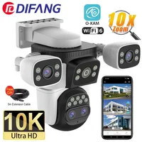 10K Outdoor 10X Optics Zoom WiFi6 Camera 20MP Four Screen Four Lens PTZ Automatic Tracking 6K Dual Lens Waterproof Security CCTV