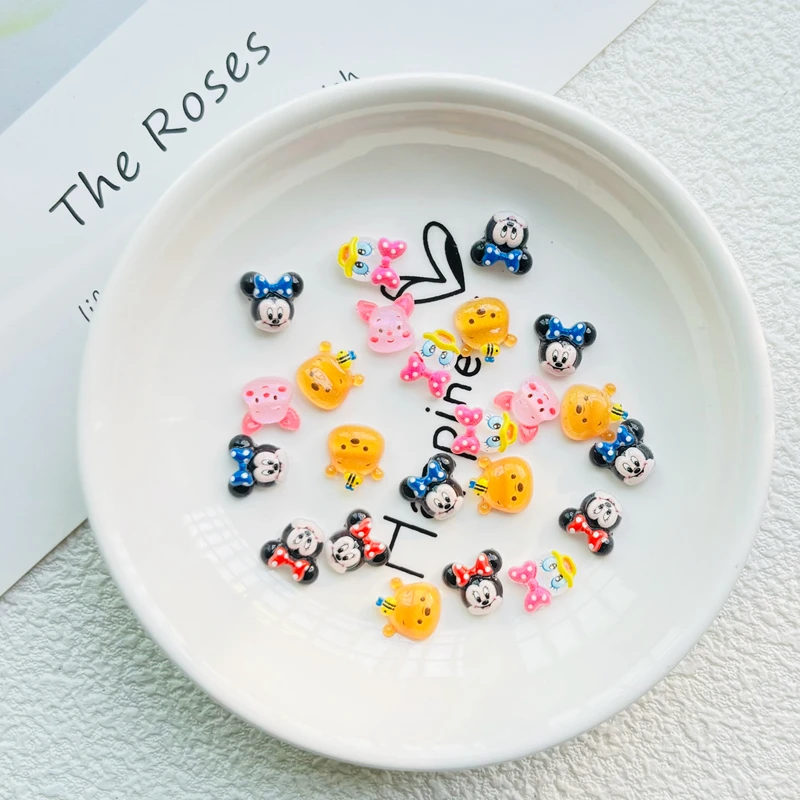 Cute Resin Mickey Minnie Bee Bear Donald Duck Flat Back Ornament 50 Pcs Jewelry Making Manicure Hairwear Accessorie candy resin ornaments,simulation stones decor accessories,resin hairpin accessories,resin nail art crafts,resin jewelry accessories,cartoon animals nail art accessories,cartoon animal nail art crafts,resin flower embellishments,resin embellishments