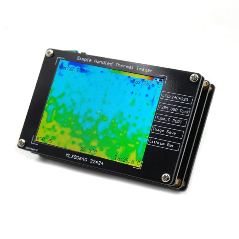 Caméra infrarouge, caméra infrarouge numérique MLX90640, caméra thermique portable, écran LCD 2,8 pouces, batterie intégrée, haute précision.