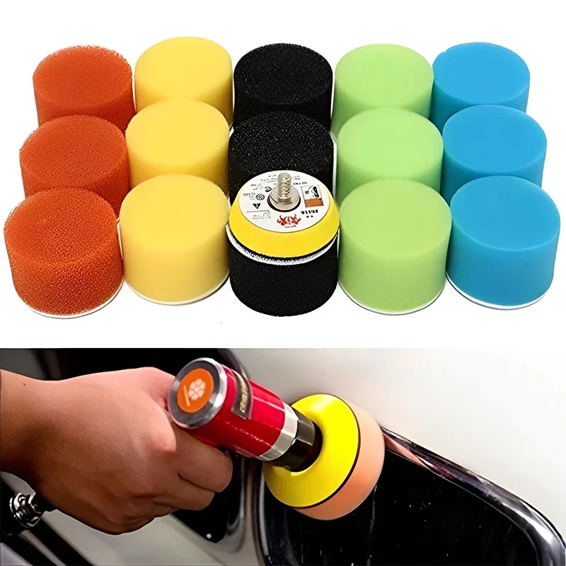2 Inch 16 Piece Polishing Pad Sponge Set Mini Detail Polishing Pad Flocked Flat Sponge Wheel Car Cleaning And Detailing Tools