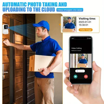 Wireless smart video doorbell 2.4GWiFi, 2-channel audio, night vision, SD card/cloud storage home security surveillance camera 4