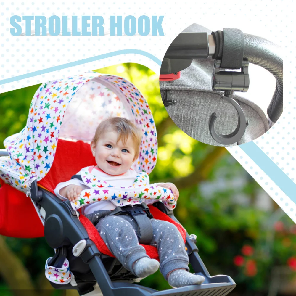 Baby Stroller Hook Clips Rotation Carriage Hangers Wheelchair Organizer Anti-lost Portable Hanging Accessories 2PCS Baby Strollers medium