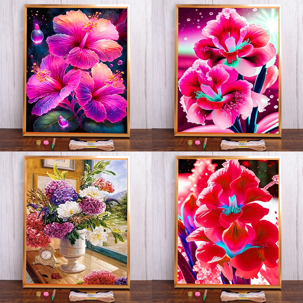 Blumen Lilie Iris Bedruckter Kreuzstich DIY Stickerei Komplettset Handwerk Stricken Nähen Handarbeiten Magische Verkäufe Verschieden