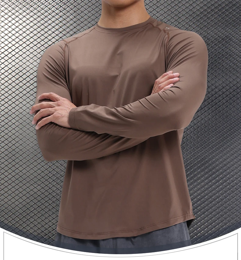 Men Compression Shirt - Long Sleeve Running Gym Top With Moisture Wicking Fabric