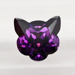 Exquisite 5A Purple Lucky Cat Cut Cubic Zirconia - 7x7mm (Rose Purple)