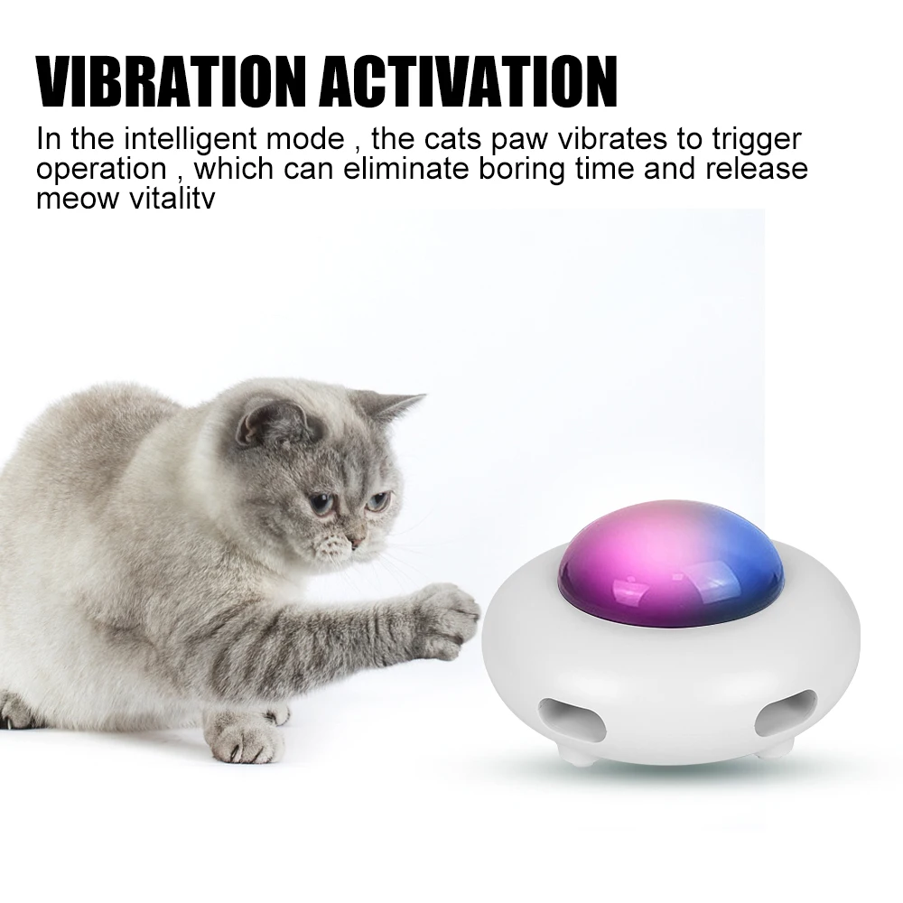 

Automatic Electric Cat Toy USB Charging Cat Entertainment Toys Replaceable Feather UFO Pet Turntable Catching Interactive