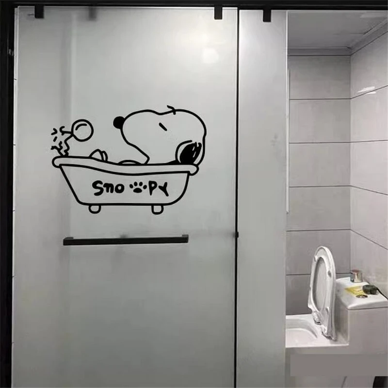 Funny Snoopy Sunbathing Stickers Bathroom For Home Decoration Waterproof Mural Art Diy Wall Decals