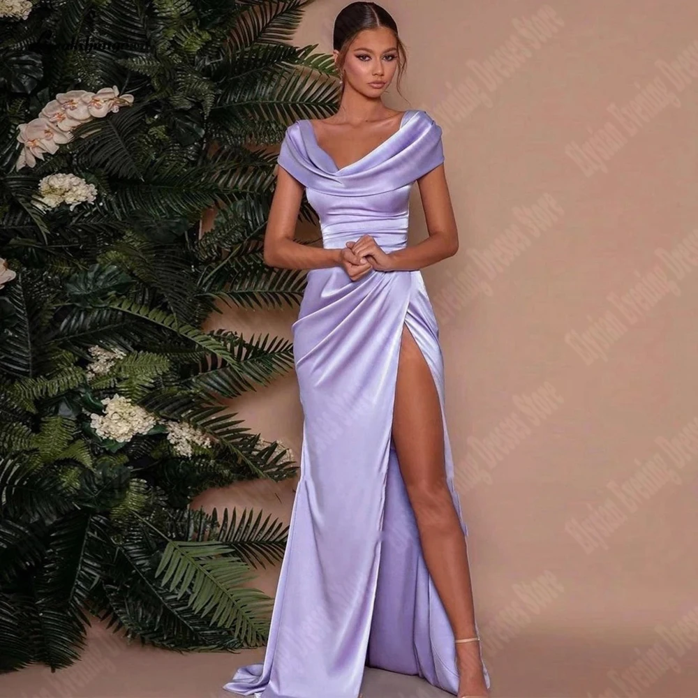 

Minimalist Style Evening Dresses High Fork Wrap Buttocks Party Prom Gown New Smooth Satin Surface Formal Women Vestidos De Noche