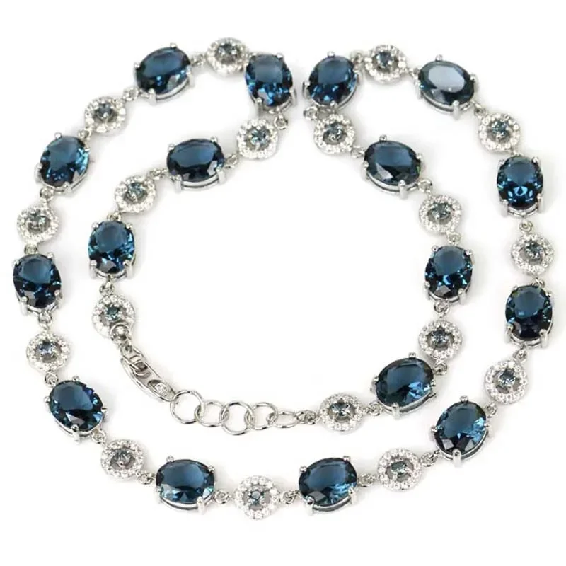 925 SOLID STERLING SILVER Customized necklace CHAIN Red Ruby Violet Tanzanite Blue Topaz Kunzite Blue Topaz CZ Women 18.5inch
