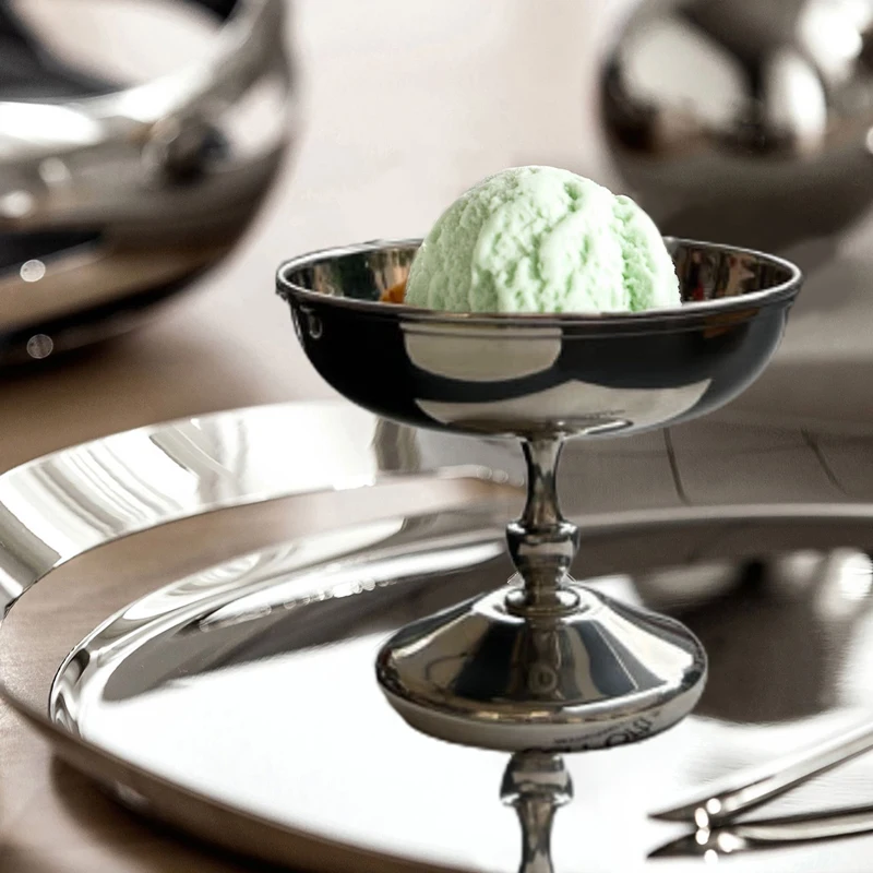 New Stainless Steel Cup Ice Cream Dessert Salad Bowl Fruit Plate Snack Dish Multifunctional Wine Cup Home Kitchen Container