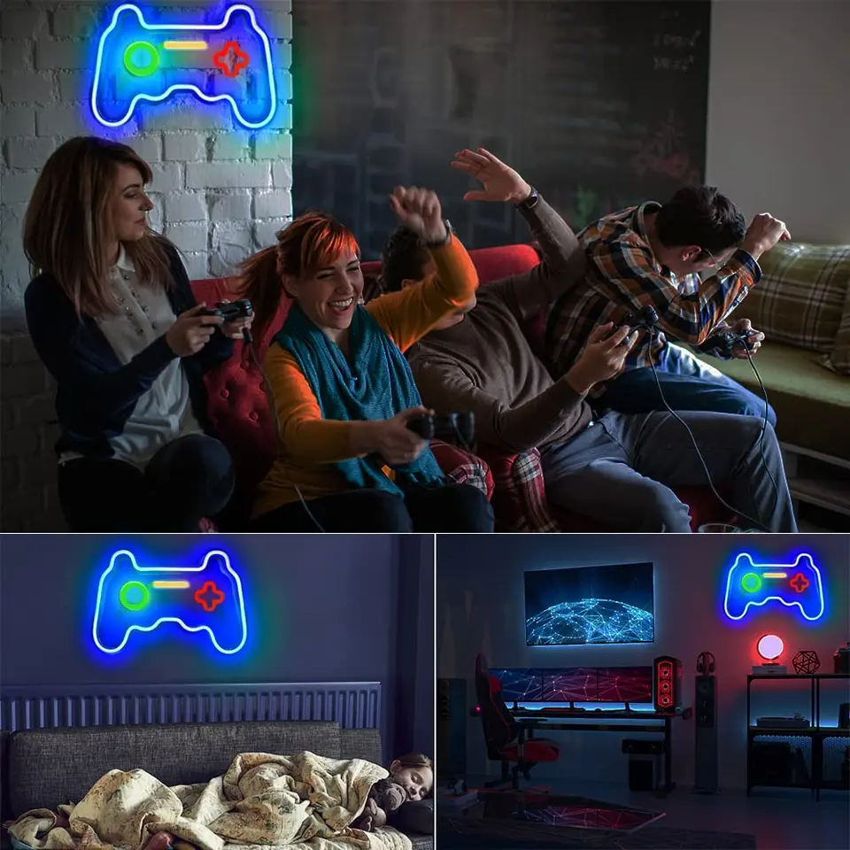 Insegna Al Neon A Forma Di Gamepad Per Giocatori - Decorazione LED Per Stanza - 3