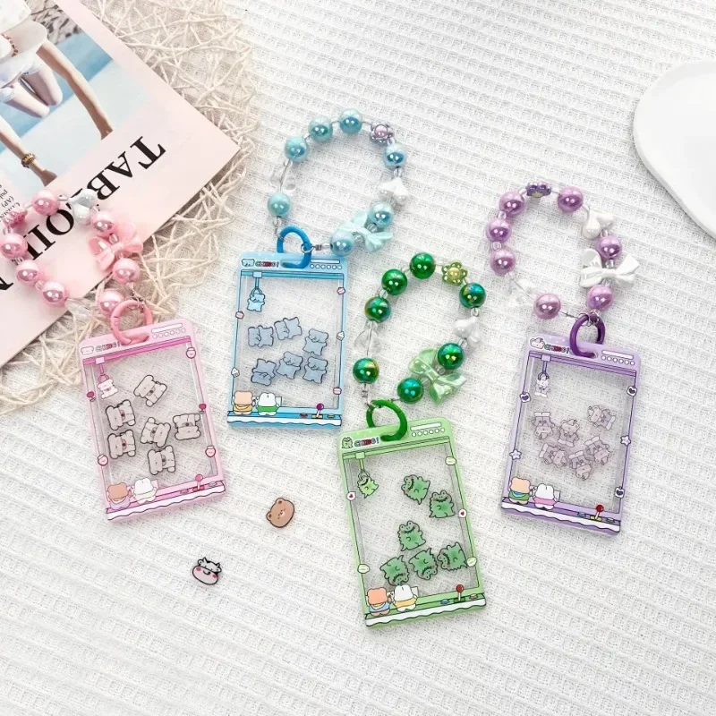 Cartoon Id Credit Card Holder Student Sliding Cover Card Holder Meal Cards Case Transparent Bus Sleeve with Rope Fun