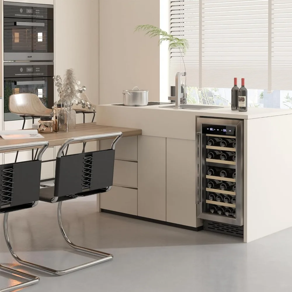 15Inch Wine Cooler Refrigerator, Dual Zone 33Bottle Wine Fridge Temp Control, Built-in or Freestanding Wine Fridge 2