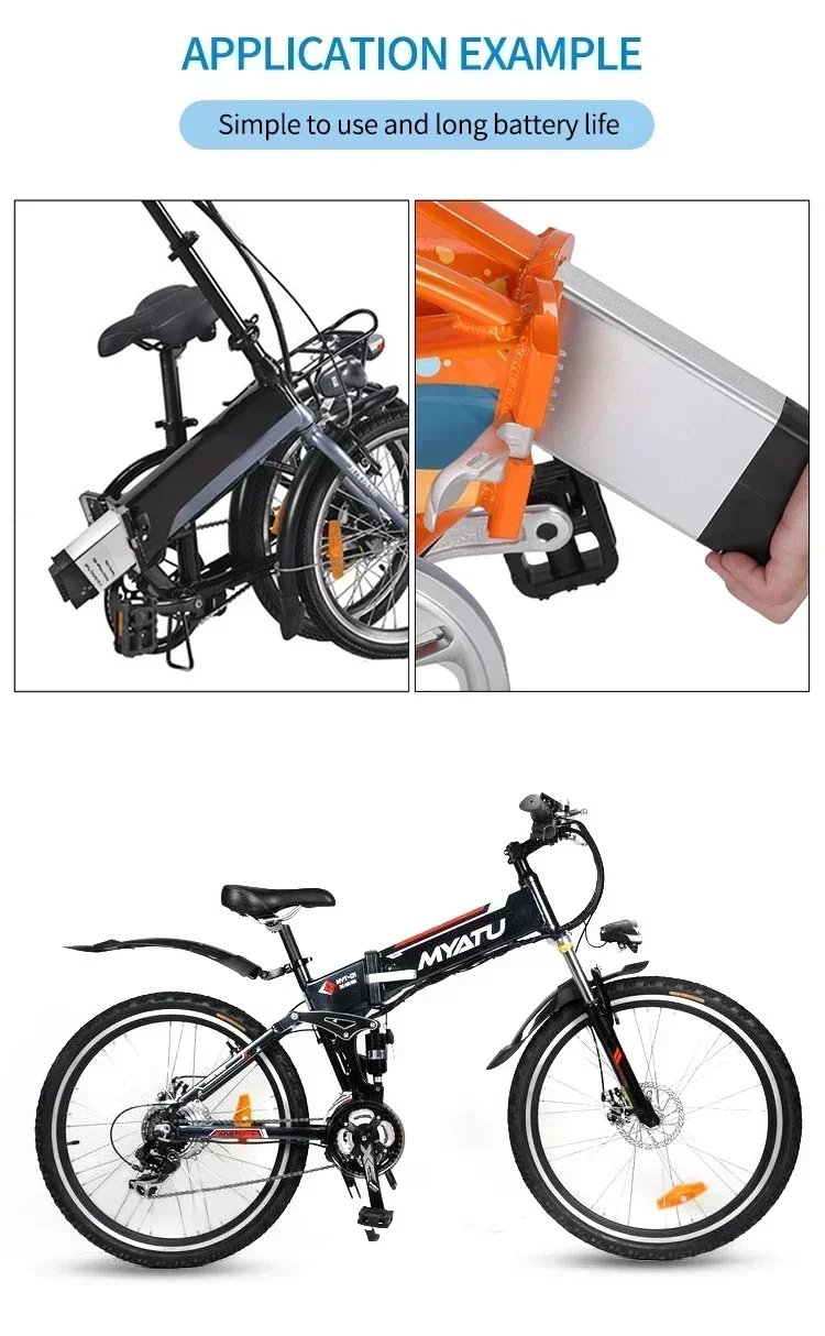 DCH-009 aluminum folding ebike battery case measuring 420x115x58mm with key lock handle