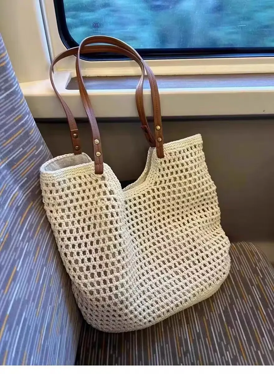 2024 New Large Capacity Bag For Women Versatile Beach Resort Shoulder Bag Wove Tote Bag