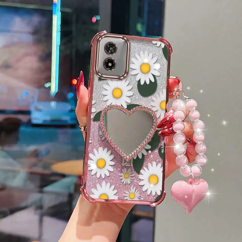 White Daisy Phone Case Set with Lanyard and Circular Stand - Comfortable Feel Design