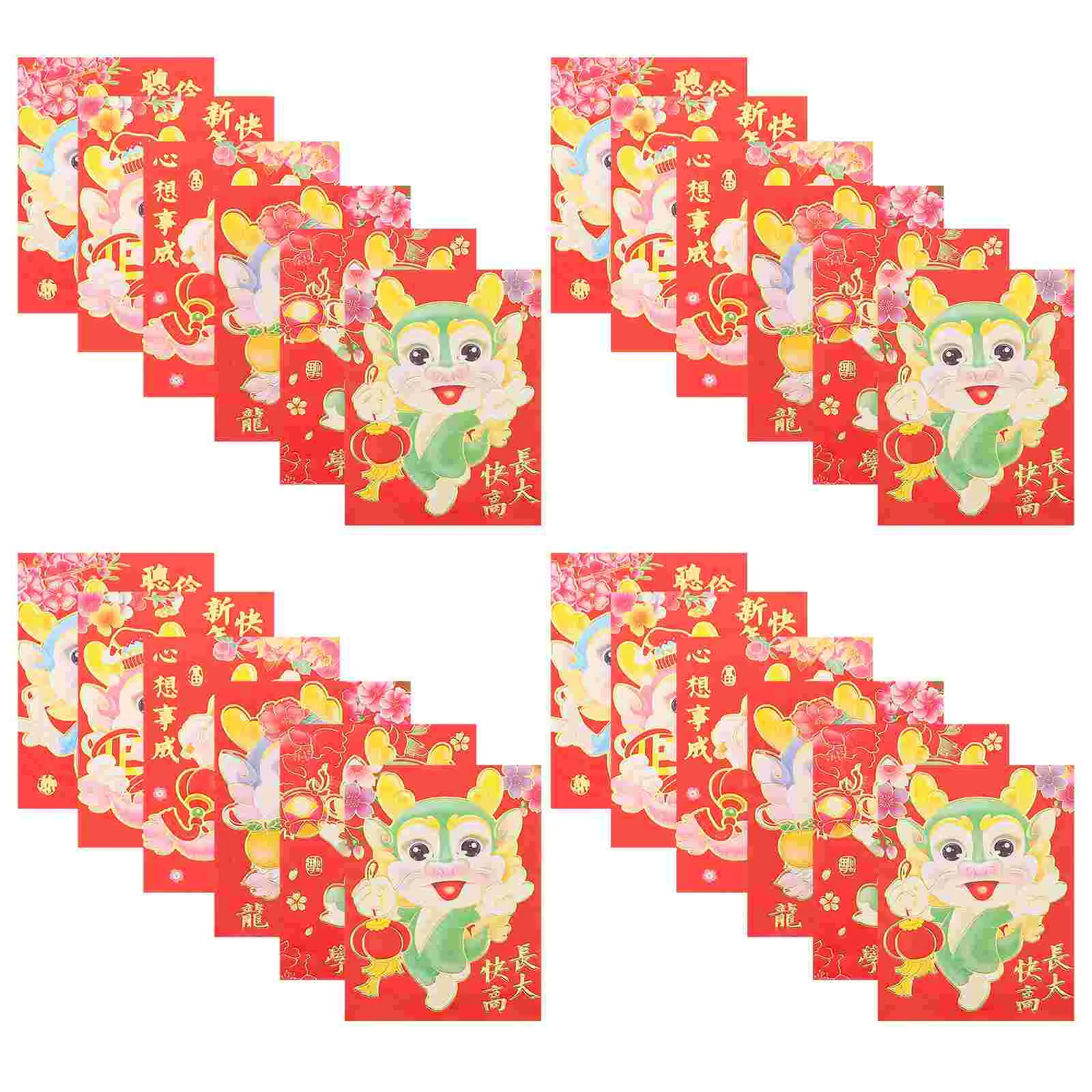 

Китайский красный конверт, новогодний красный конверт Hong Bao, держатель для денег на удачу, красный конверт с изображением дракона на новый год