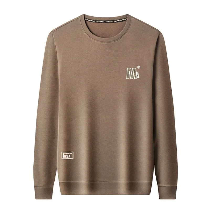 

2024 New Men's Spring and Autumn Round Neck Solid Color Letter Print Comfortable Long Sleeve T-shirt Casual and Business Men Top
