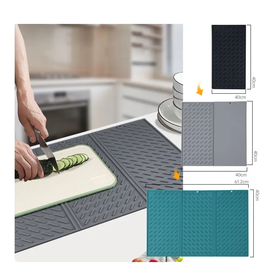 Extra Large 30 x 24 Inch Silicone Dish Drying Mat for Dish Drying Rack ,  Easy Clean Silicone Drying Mat for Kitchen Counter , Non-Slip Dish Drain  Mat