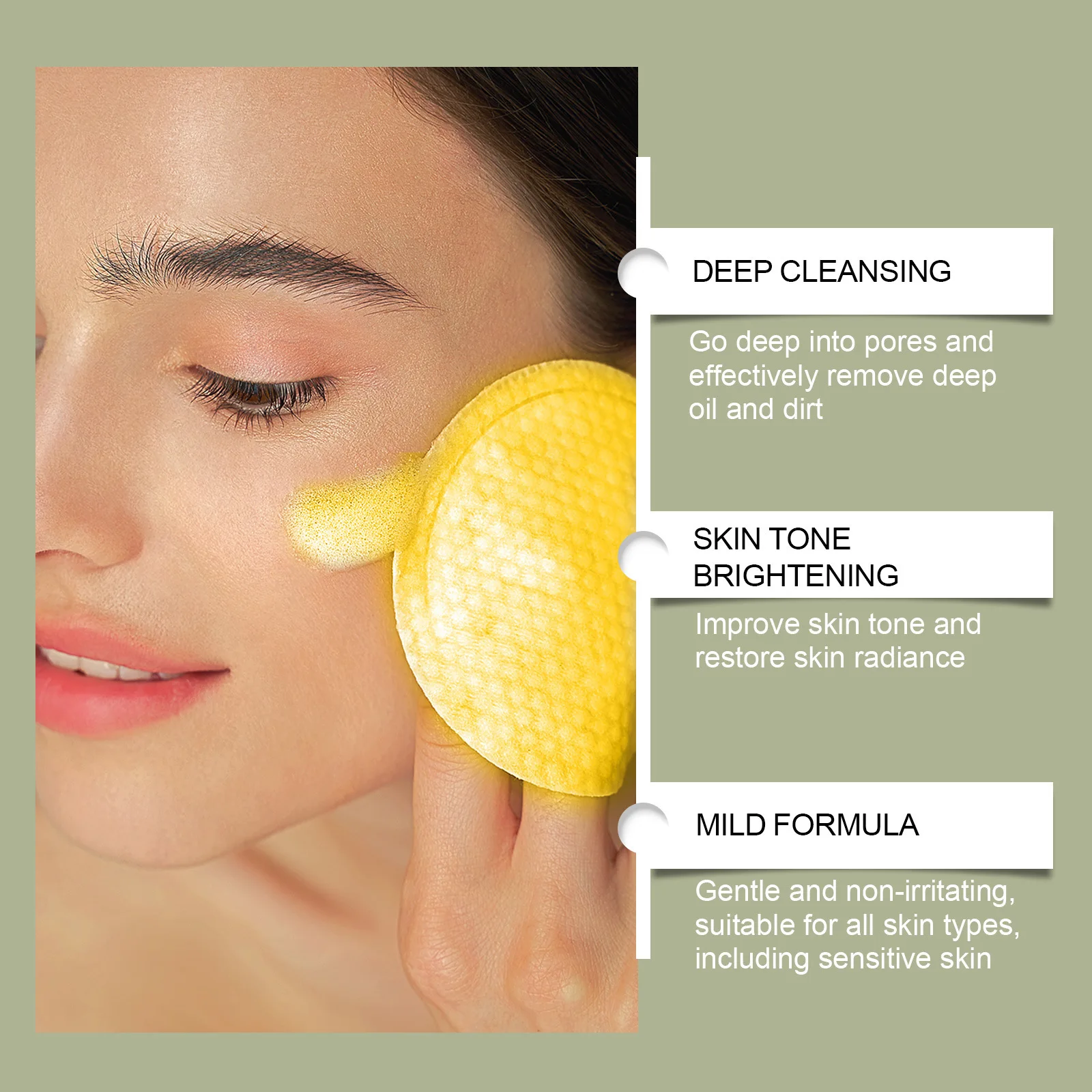 Kojic Acid Cleansing Pad Exfoliating Daily Cleaning Makeup Removal Pore Deeply Cleaning Dark Spot Remover Turmeric Face Sponge 3