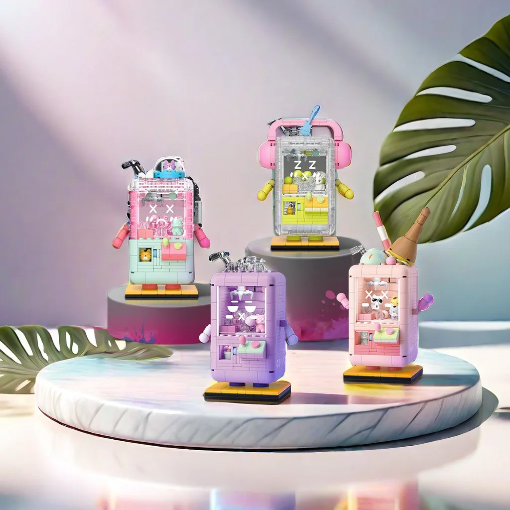 Crane machine disguise series taro mud ice ice strawberry sundae building block toy model