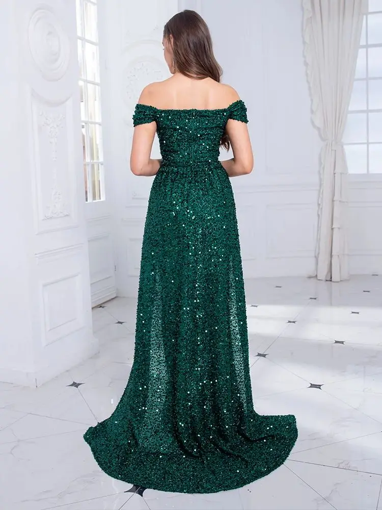 Romagic Elegant Navy Blue Off Shoulder Bridesmaid Dress Detachable Train Long Mermaid Evening Party Cocktail Prom Dresses bridesmaid dresses