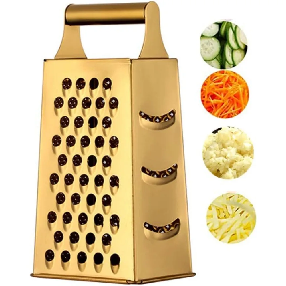 Manual Cheese Slicer Vegetables Cutter Stainless Steel 4 Sided Blades Household Box Grater Container Multipurpose Kitchen Tools