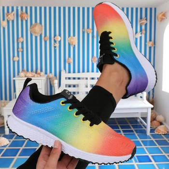 أحذية رياضية نسائية ملونة وعصرية وفاخرة وخفيفة الوزن للجري قابلة للتنفس ومريحة شبكية متوازنة 3