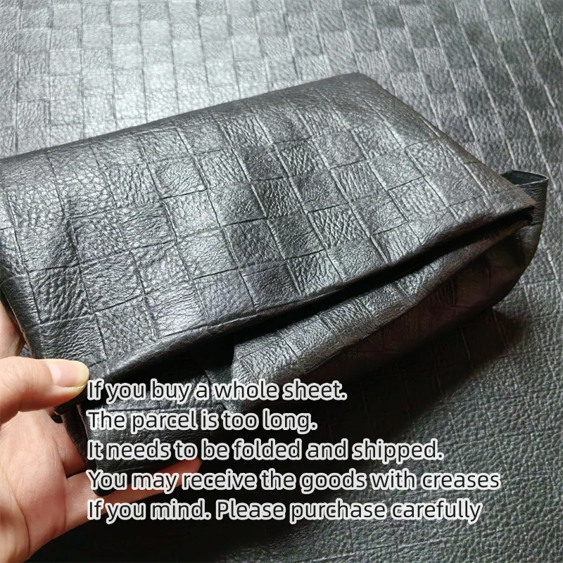 Premium Black Sheepskin Leather Fabric - Genuine Handmade Material