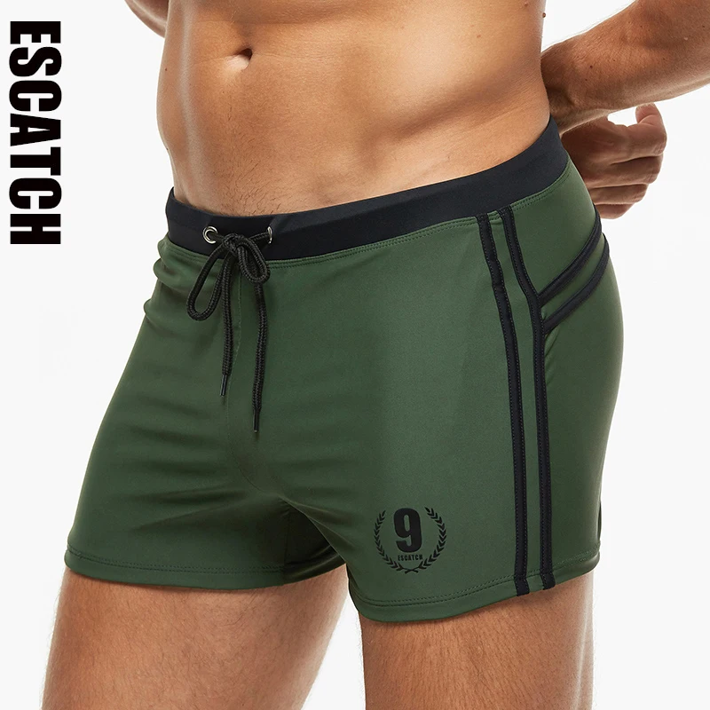 ESCATCH Summer Men Swimwear Breathable Quick Dry Swim Trunks Briefs Sexy Elastic Waist Maillot De Bain Homme Swimsuits Men Swimwear