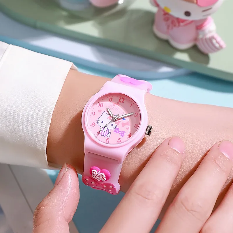 Hello Kitty 3D Pattern Sanrio Child Wrist Watch Cinnamoro Waterproof Quartz Watch Kuromi Cartoon Christmas Watchband Kids Gift 6