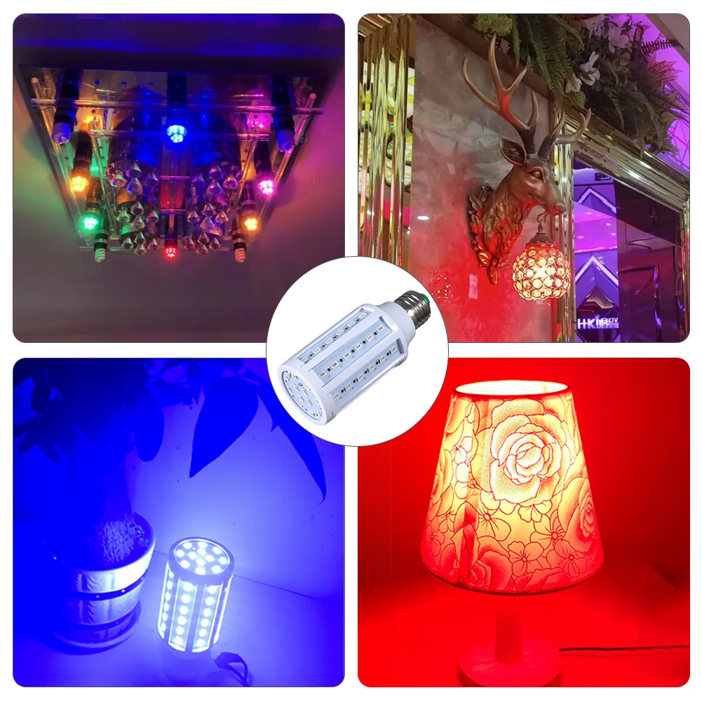 

E27 LED Corn Light Red Pink Blue Green Yellow Light Bulb 5W 10W 15W AC 85-265V Lamp Energy Saving Decorative Bulb Lamp