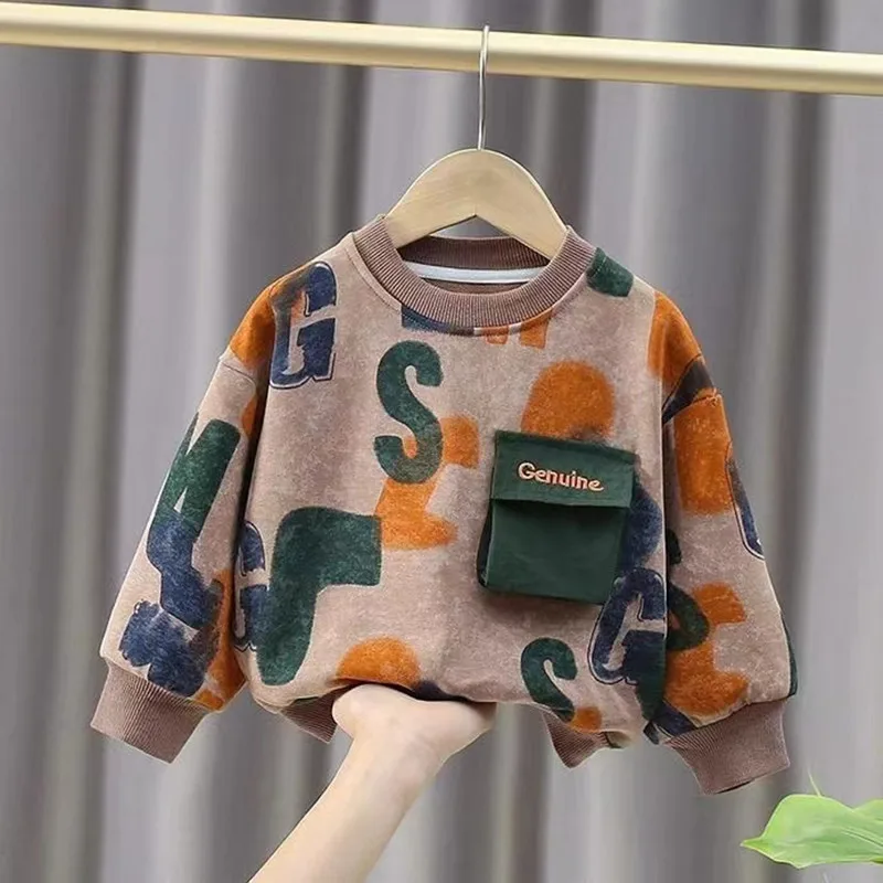 Boys Hoodie Spring And Autumn New Children's Autumn Trendy Top Baby Long Sleeved Clothes Children's Sweater
