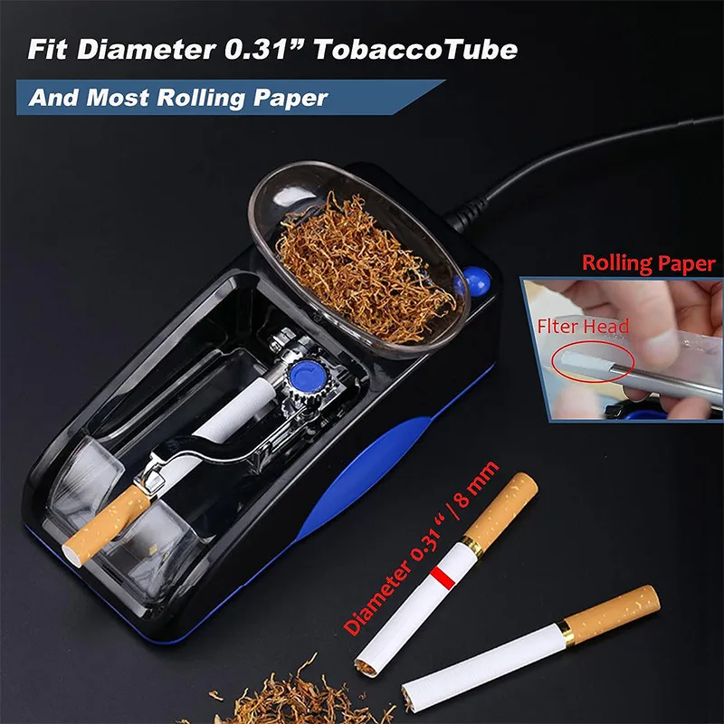 

Portable 8.0/6.5MM Tubes Electric Cigarette Machine Mini Rolling Tobacco Smoker Roller Injector Automatic Cigarettes Accessories
