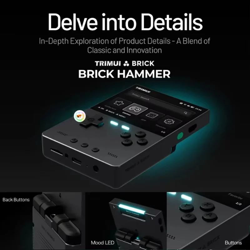 Trimui Brick Hammer Handheld Game Console 3.2 Inch IPS Screen 1024x768 Allwinner A133plus Metal Plate Retro Arcade_voghion.com